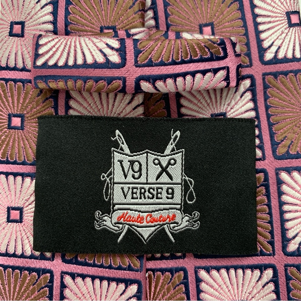 VERSE‎ 9 Designs By Maurizio Tie Men's 100% Silk Geometric Floral Pink 4.00"
